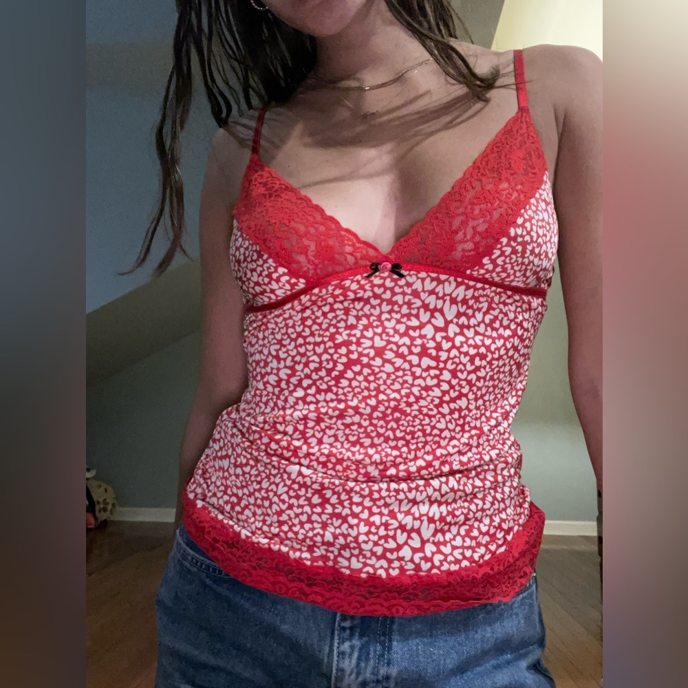 Victoria’s Secret lace lingerie heart and rose tank top
